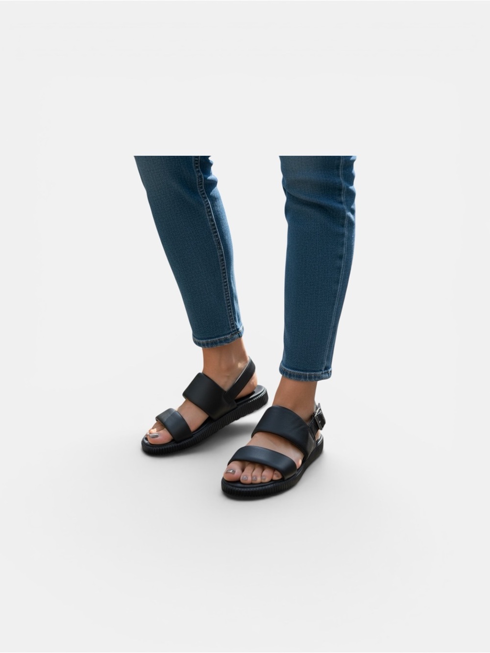 Sorel Black Two-Band Slingback Sandals